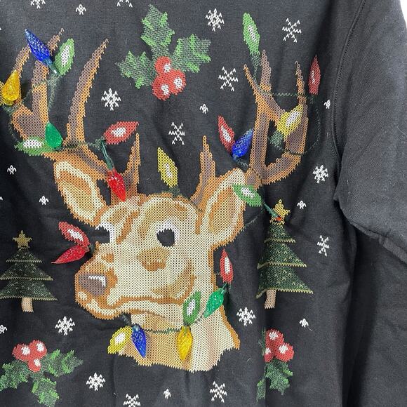 Not So Ugly Christmas Sweater Deer Buck Light Up Sweatshirt Small - Picture 3 of 9